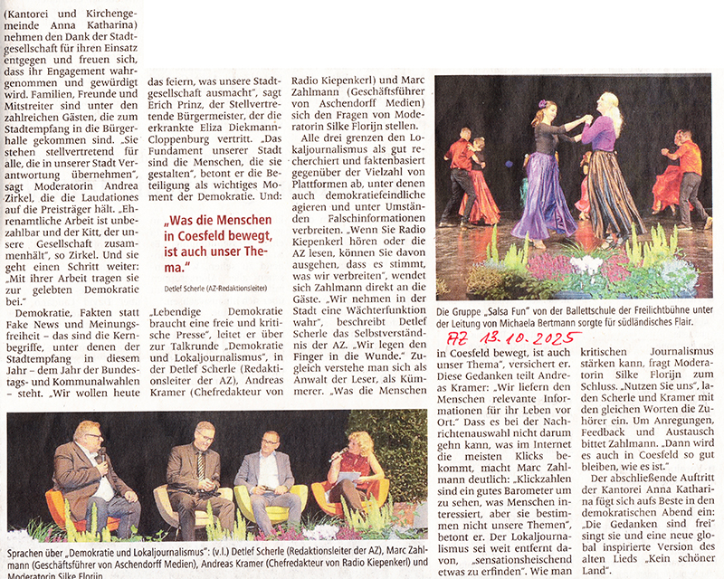 2025 10 10 Coesfelder Ehrenamtspreis Claudia Kraska Venjakob AZ Bericht 2 b www