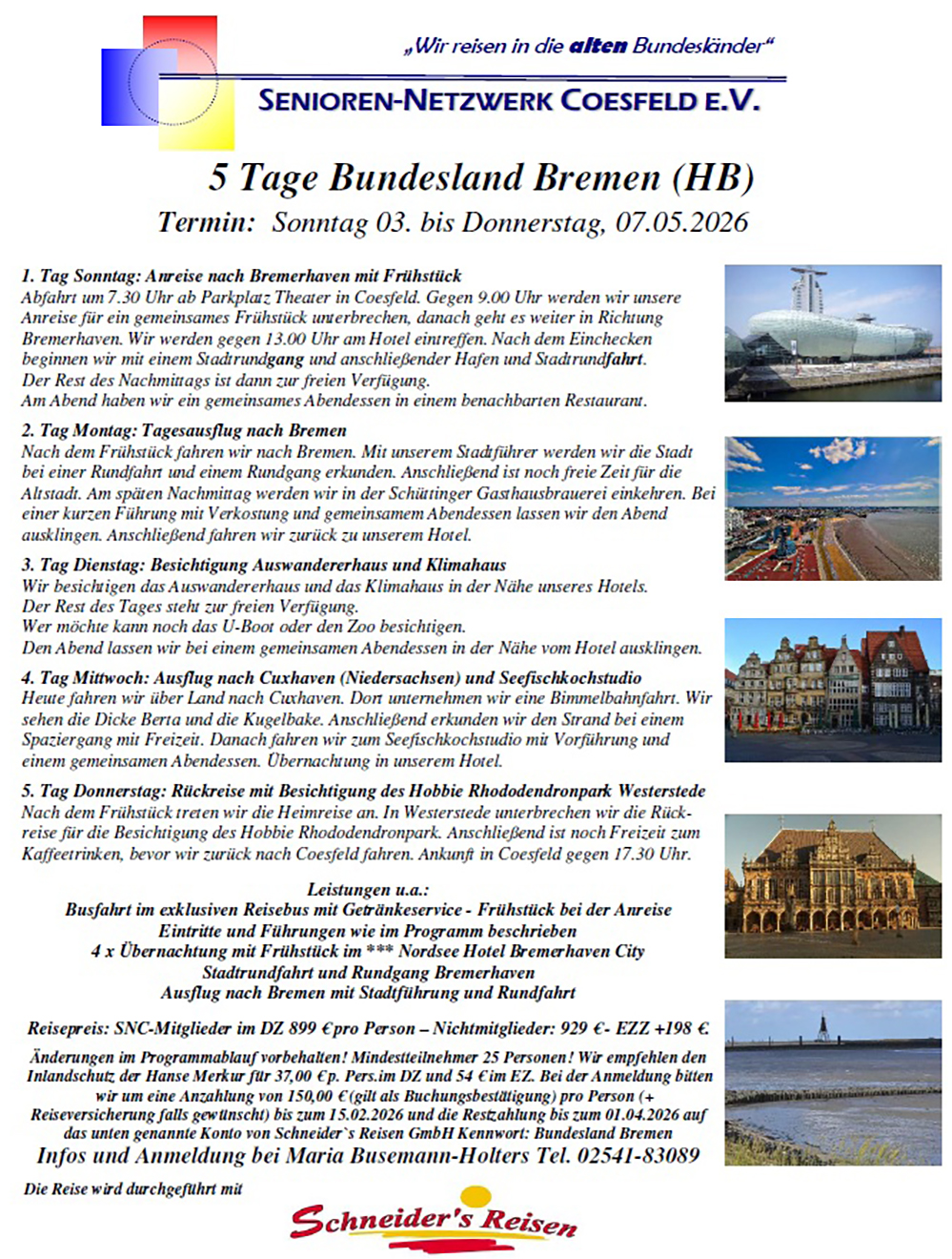 2026 05 07 5 Tage SNC Reise Bremen Ablauf